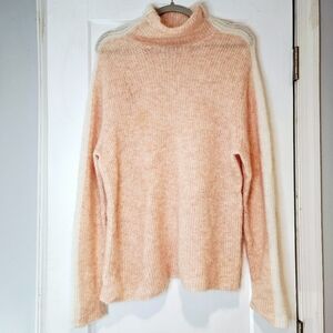 GANNI Peach Mohair Wool Blend Fuzzy Sweater Mock Neck Size S
